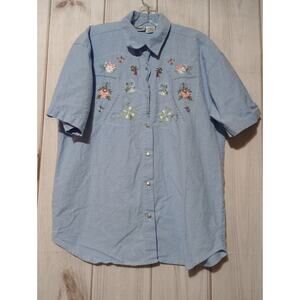 Capacity Shirt Ladies Large Button Front‎ Blue